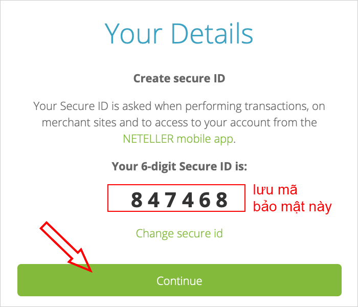 Mã bảo mật secure id của ví Neteller